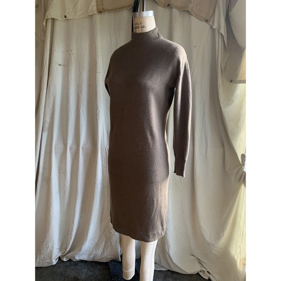 Vintage 70’s Soft Brown Korrigan Cashmere Bodycon Middi Dress Made in Scotland - Picture 5 of 7
